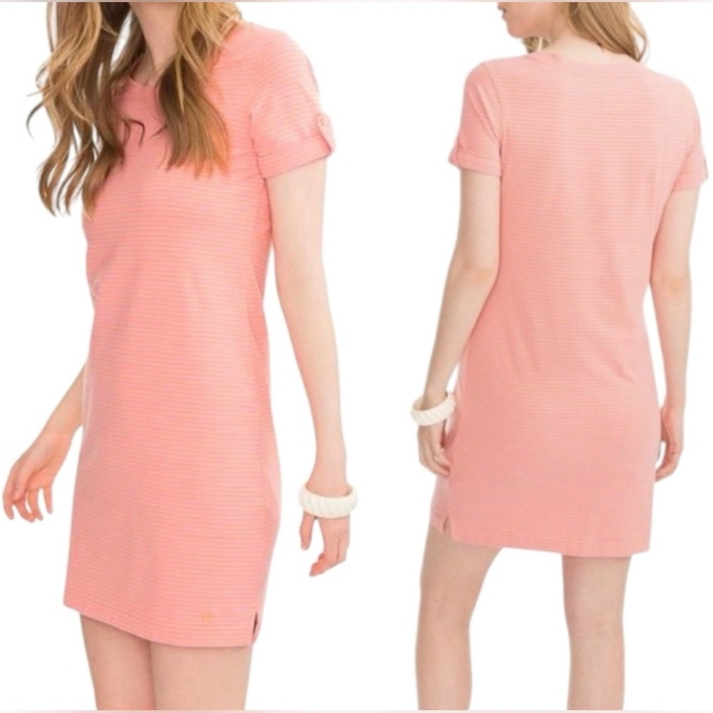 SOUTHERN TIDE Abigail T-Shirt Dress Tangerine Dream Pink Orange Striped Tee